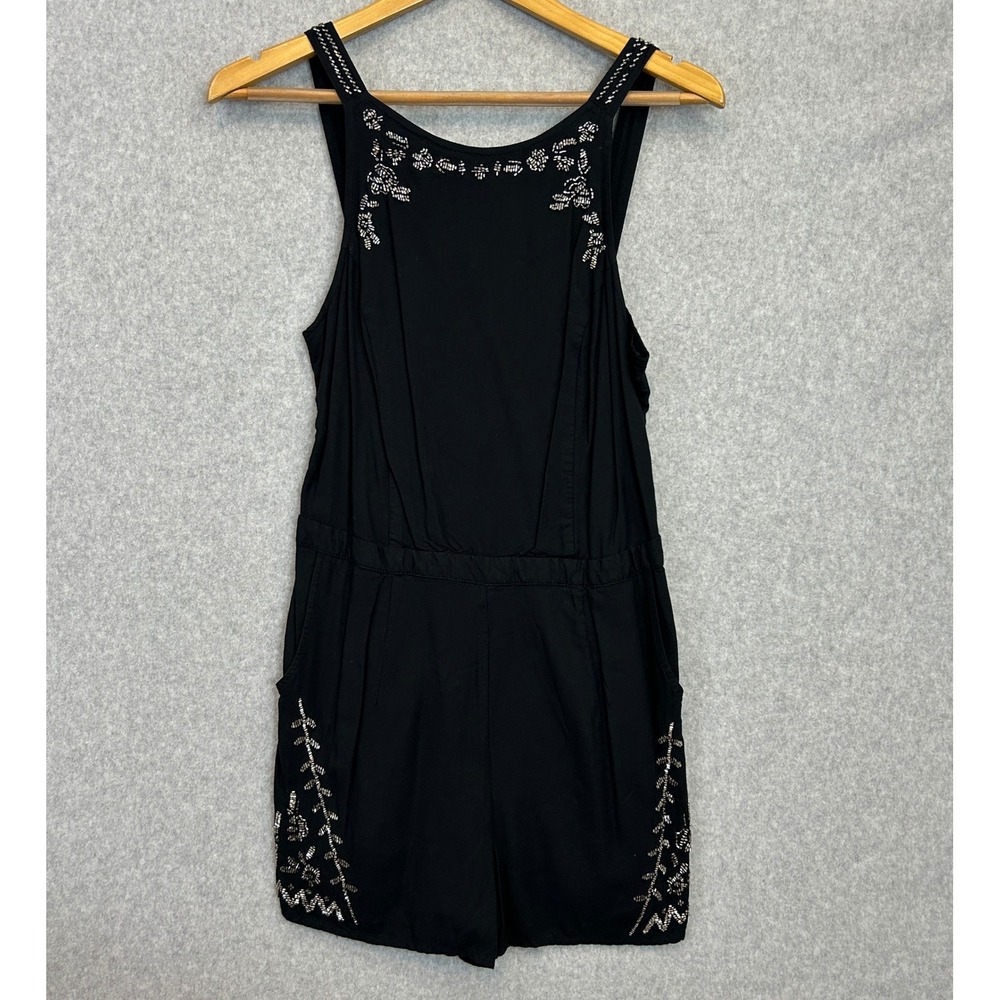 Abercrombie & Fitch Romper Black Beaded Sleeveless Jumpsuit Festival Size Medium